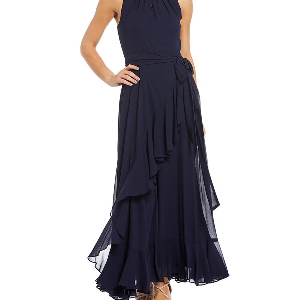 Alex Marie Sleeveless Keyhole Neck Faux Wrap Maxi Dress